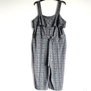Apt 9 Ruffle Jumpsuit Wide Leg Crop Size XL Sleeveless Summer Black White